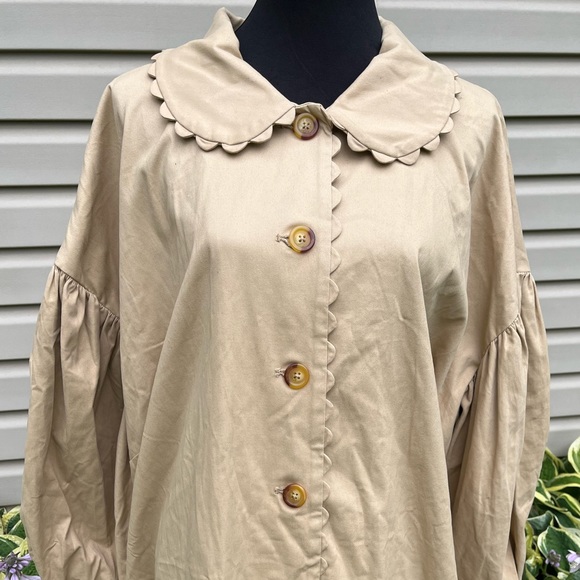 NWT Target Kika Vargas Scalloped Edge Trimmed Tan Trench Coat - Picture 8 of 15